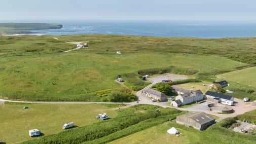 An aerial view of Gupton Farm Campsite, Pembrokeshire